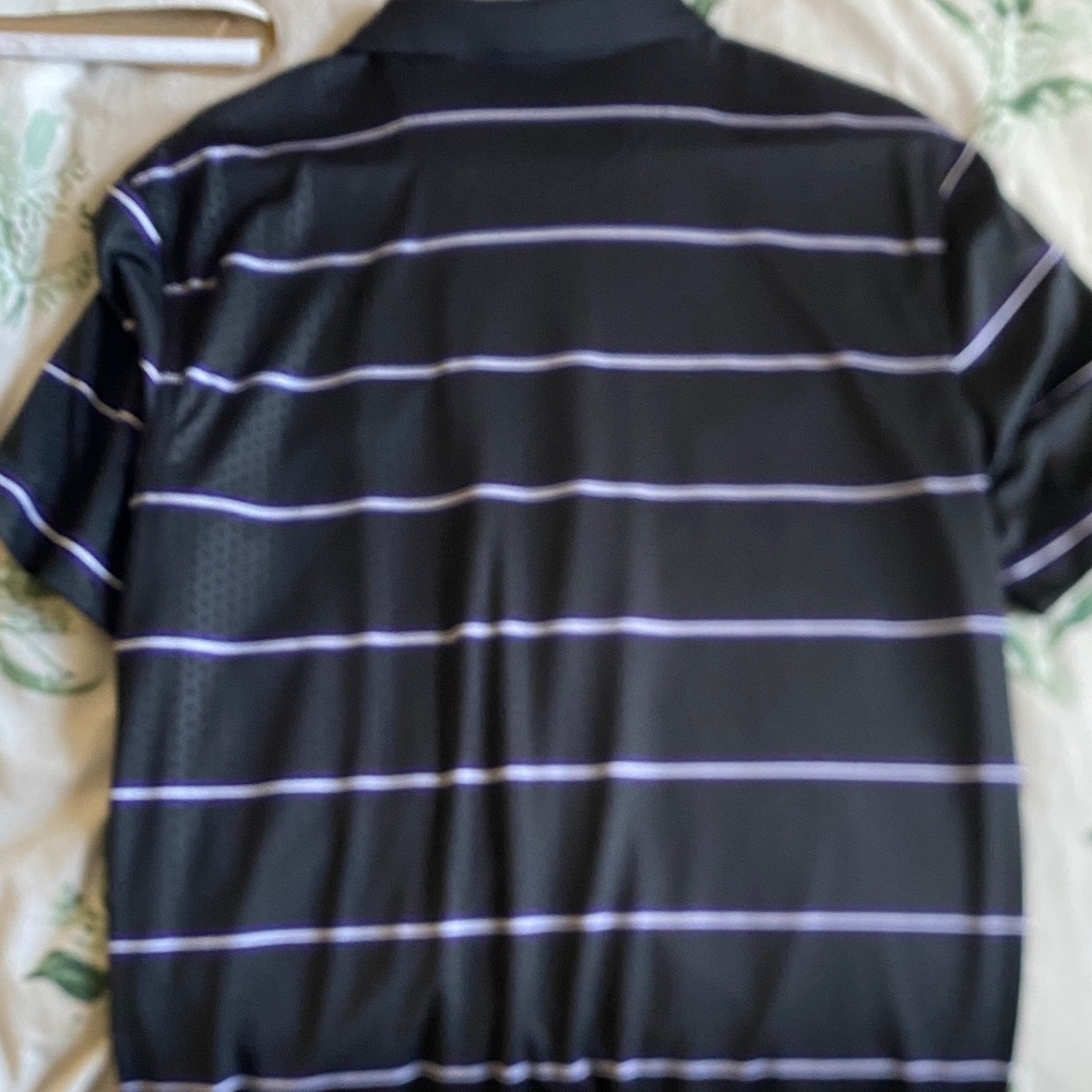 Cutter & Buck Men's Polo Shirt in Black with Purple Stripes - Picture 6 of 6